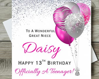 Personalised 13th Birthday Card For Her Born In 2011 Greetings Card 13 - Foto 8