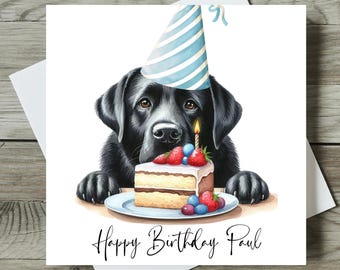 Black Labrador Birthday Card  Personalised Dog, Greetings Card For Dog Mum / Dad Friend