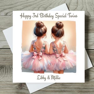 Twins Birthday Card Any Age Personalised Twin Girls Granddaughters Daughters Sisters