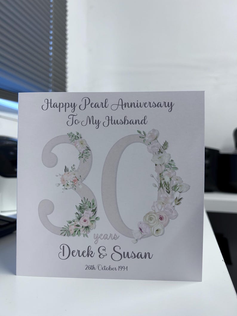 Pearl 30th Wedding Anniversary Card Wife / Husband Greeting Card ...
