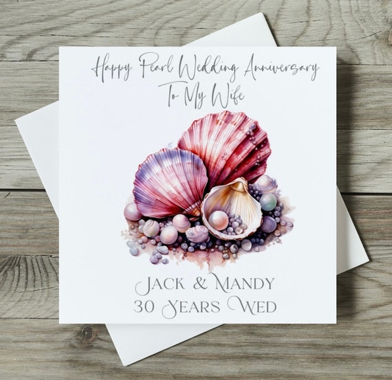 Personalised Husband or Wife Pearl 30th Wedding Anniversary Card
