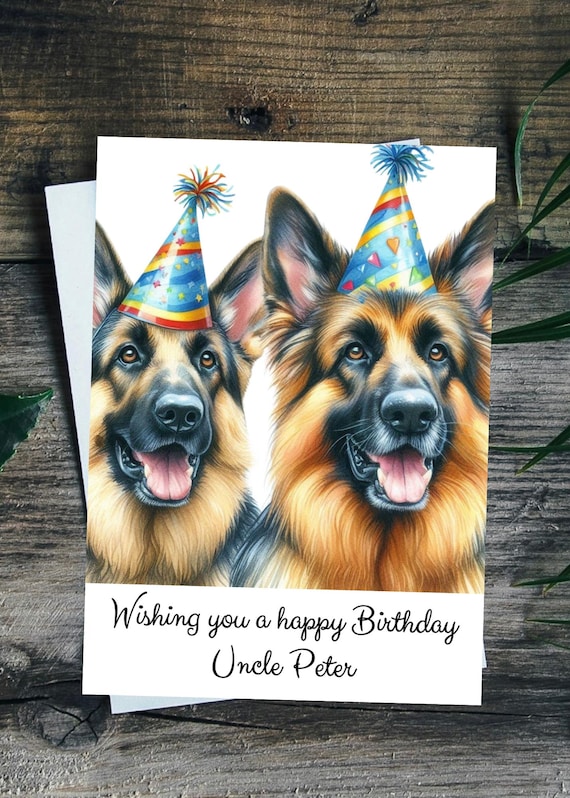 German Shepherd Birthday Card Personalised Alsatian Dog Mum / Dad