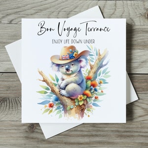 Personalised Moving To Australia Card, Bon Voyage, New Adventures, Emigrating