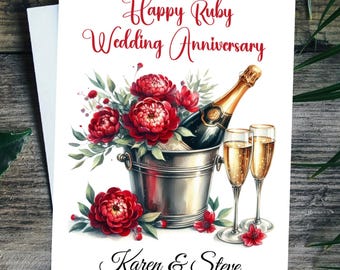 Berni Parker 40th Wedding Anniversary Card - A Pair Of Ruby