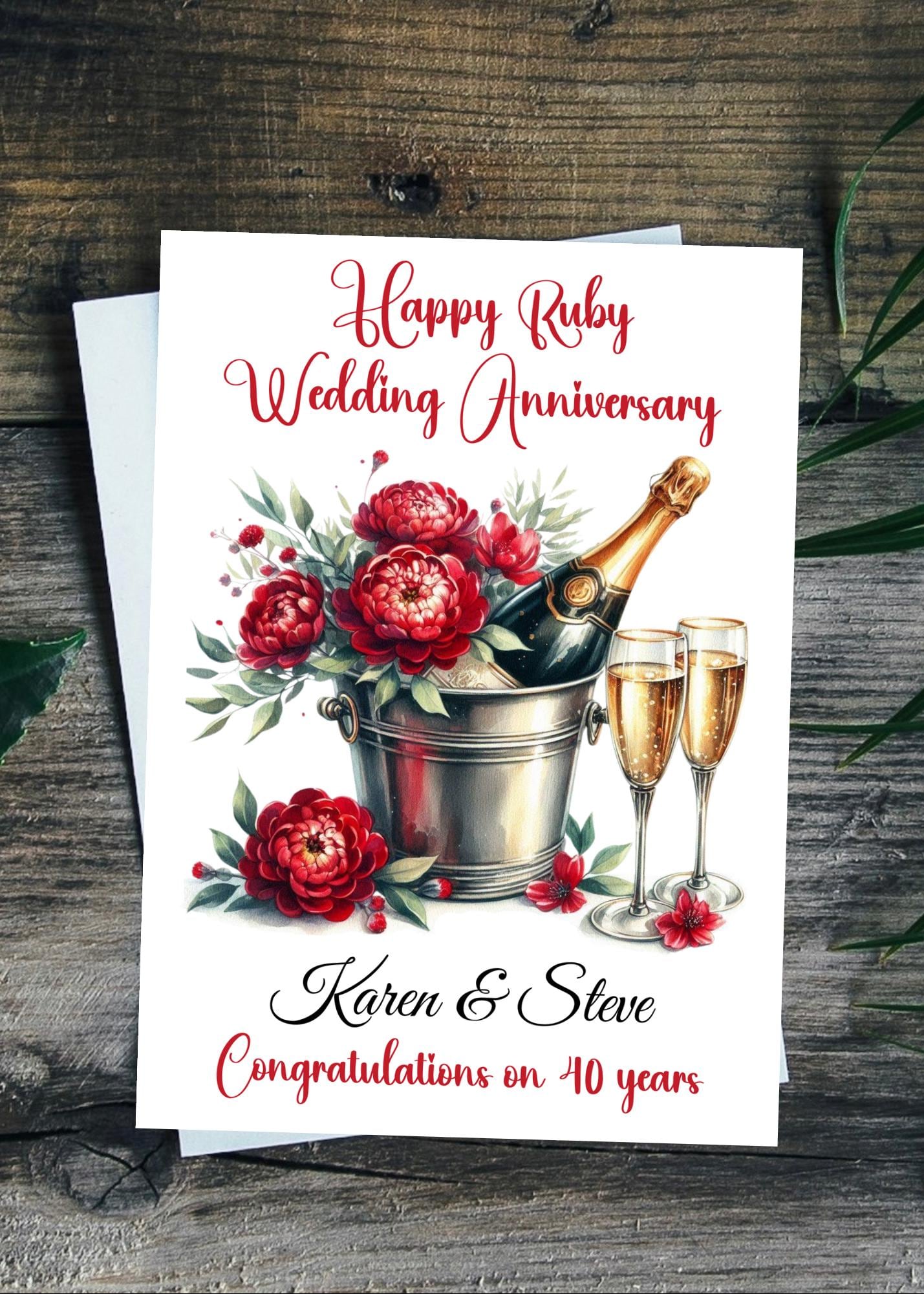 Ruby Anniversary Card Personalised 40th Wedding Anniversary Card - Etsy