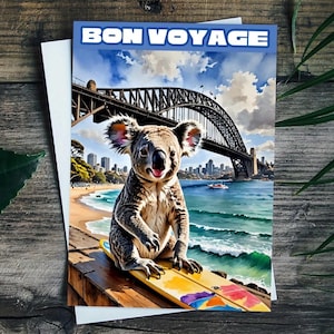 Bon Voyage Card Moving To Australia, Koala, New Adventures, Emigrating, Backpacking