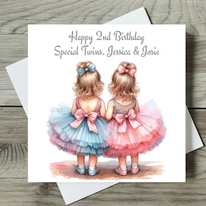 Twins Birthday Card Any Age Personalised Twin Girls Granddaughters Daughters Sisters