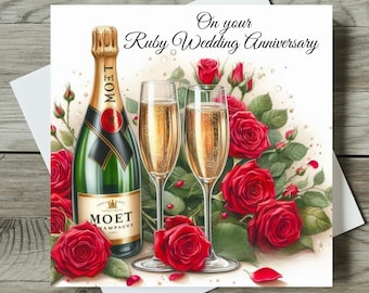 Ruby 40th Wedding Anniversary Card