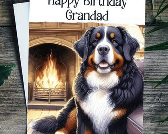 Bernese Mountain Dog Birthday Card Personalised Dog Card For Dog Mum / Dad Friend From The Dog