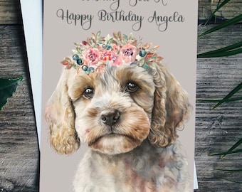 Personalised Birthday Card Cockapoo Dog, Greetings Card For Dog Mum / Dad Friend