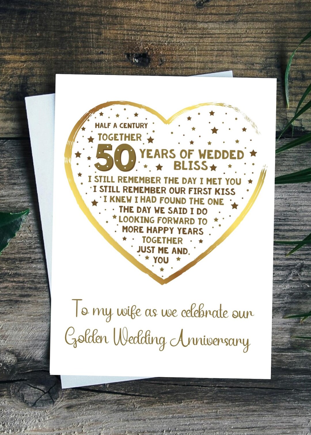 Golden Wedding Anniversary Card Personalised Wife or Husband 50 Years ...