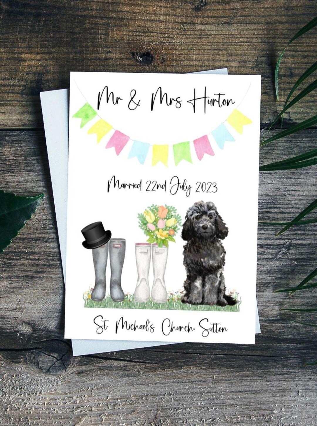 Cockapoo Photo Card Cockapoo Wedding Card Personalised 2 Colours Large A5 Size & Inside ...