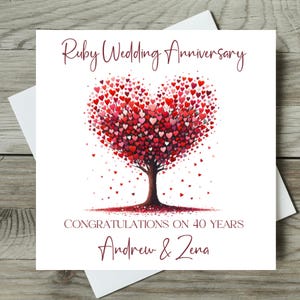 Personalised Ruby 40th Wedding Anniversary Card