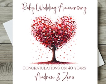 Personalised Ruby 40th Wedding Anniversary Card