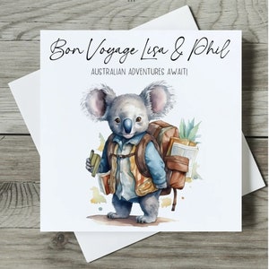 Personalised Moving To Australia Card, Bon Voyage, New Adventures, Emigrating
