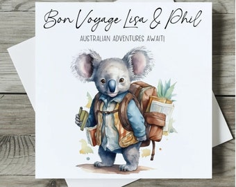 Personalised Moving To Australia Card, Bon Voyage, New Adventures, Emigrating