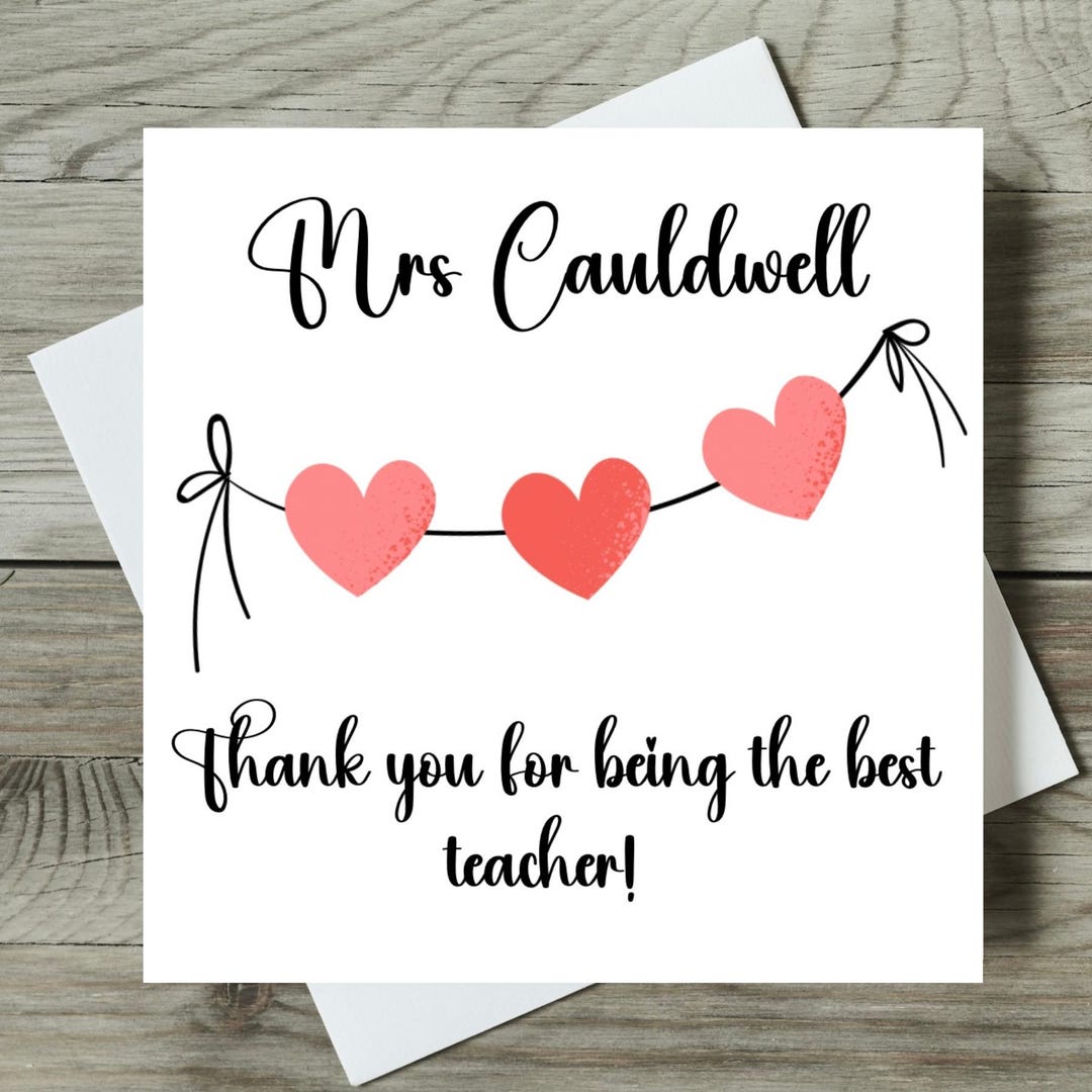 Thank You Card Teacher Personalised End of School Term - Etsy
