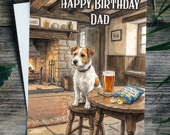 Jack Russell Birthday Card Personalised 2 Sizes & Inside Message Options