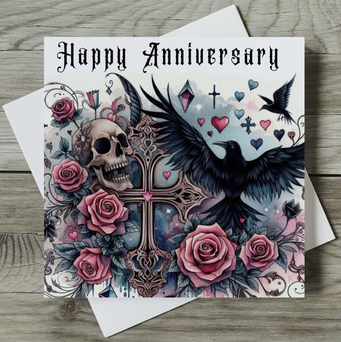 Skeleton Rose Couple Gothic Anniversary Card - Macabre Alternative 145 - View #13