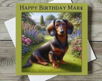 Dachshund Birthday Card Personalised Sausage Dog Card Dog Mum / Friend Any Name