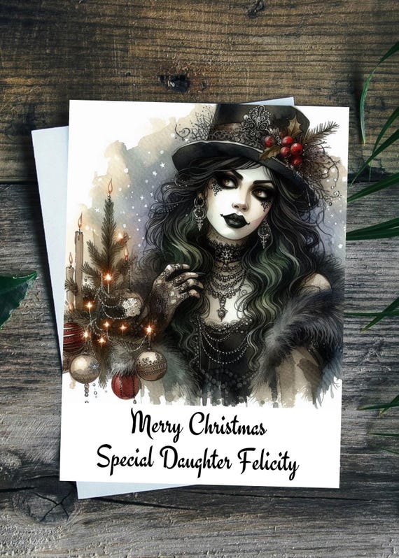 Goth Christmas Card Personalised 2 Sizes