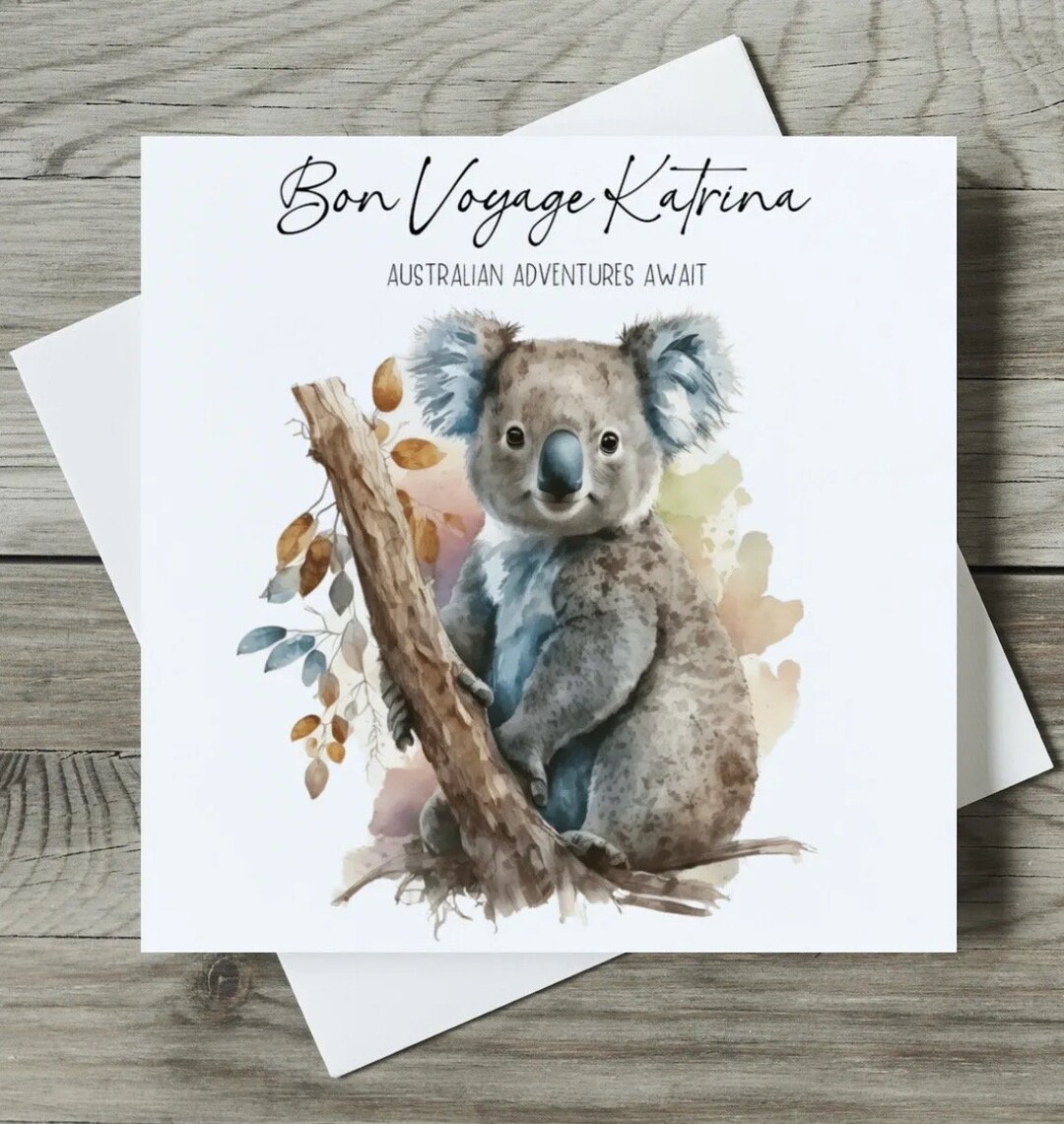 Personalised Moving to Australia Card, Bon Voyage, New Adventures