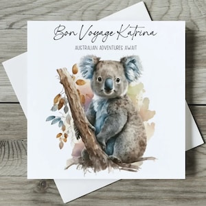 Personalised Moving To Australia Card, Bon Voyage, New Adventures, Emigrating