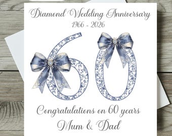 Personalised Diamond 60th Wedding Anniversary Card