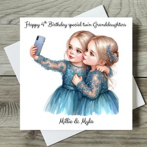 Twins Birthday Card Any Age Personalised Twin Girls Granddaughters Daughters Sisters