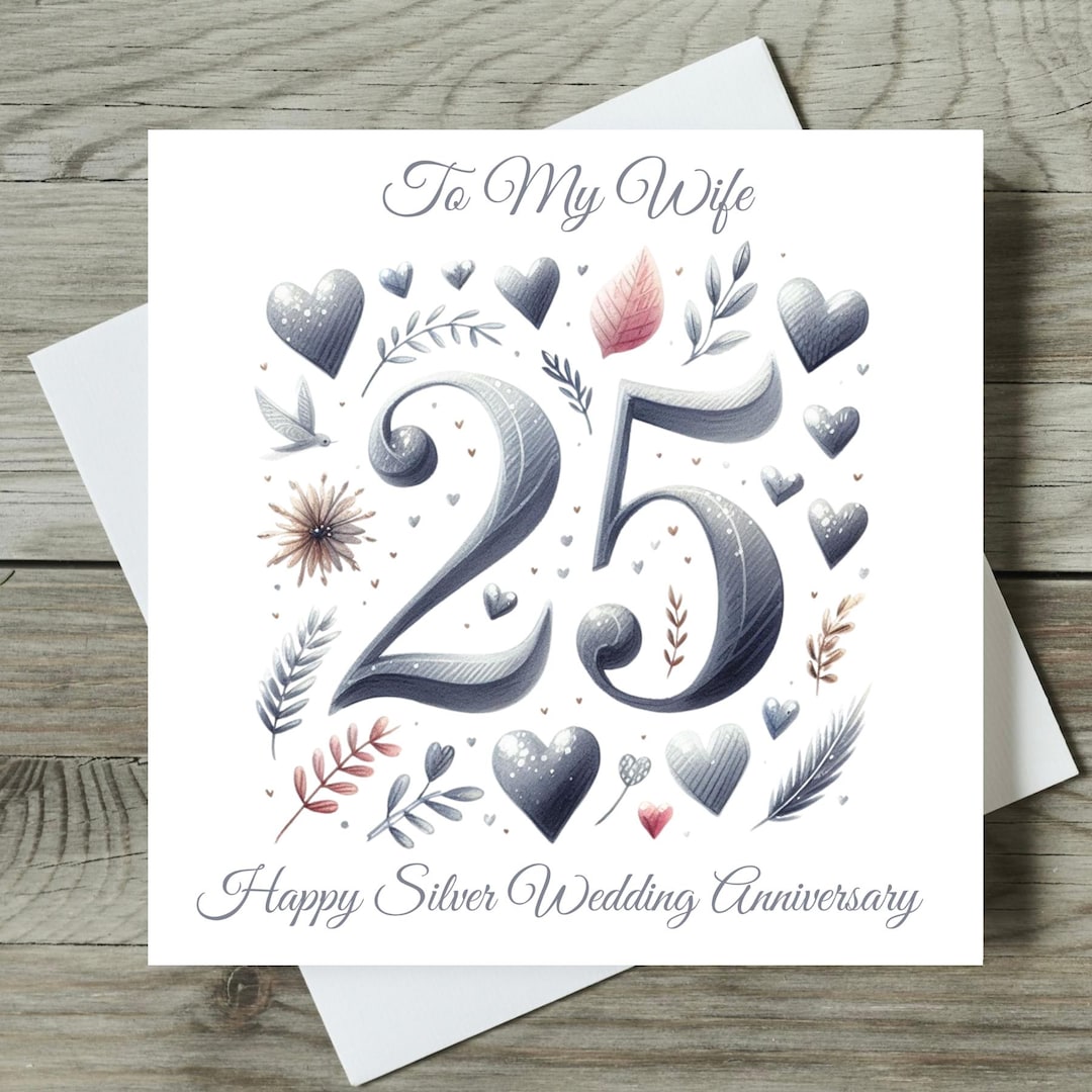 Wife Silver Anniversary Card Personalise for Husband 25th Wedding ...