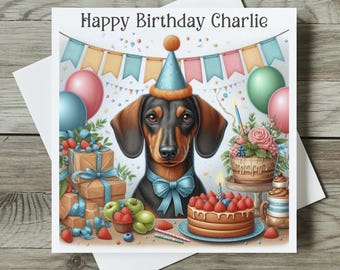 Dachshund Birthday Card Personalised Sausage Dog Card Dog Mum / Friend Any Name