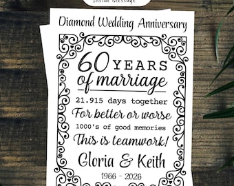 Personalised Diamond 60th Wedding Anniversary Card