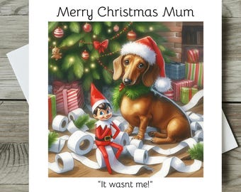 Dachshund Christmas Card Personalised Sausage Dog Funny