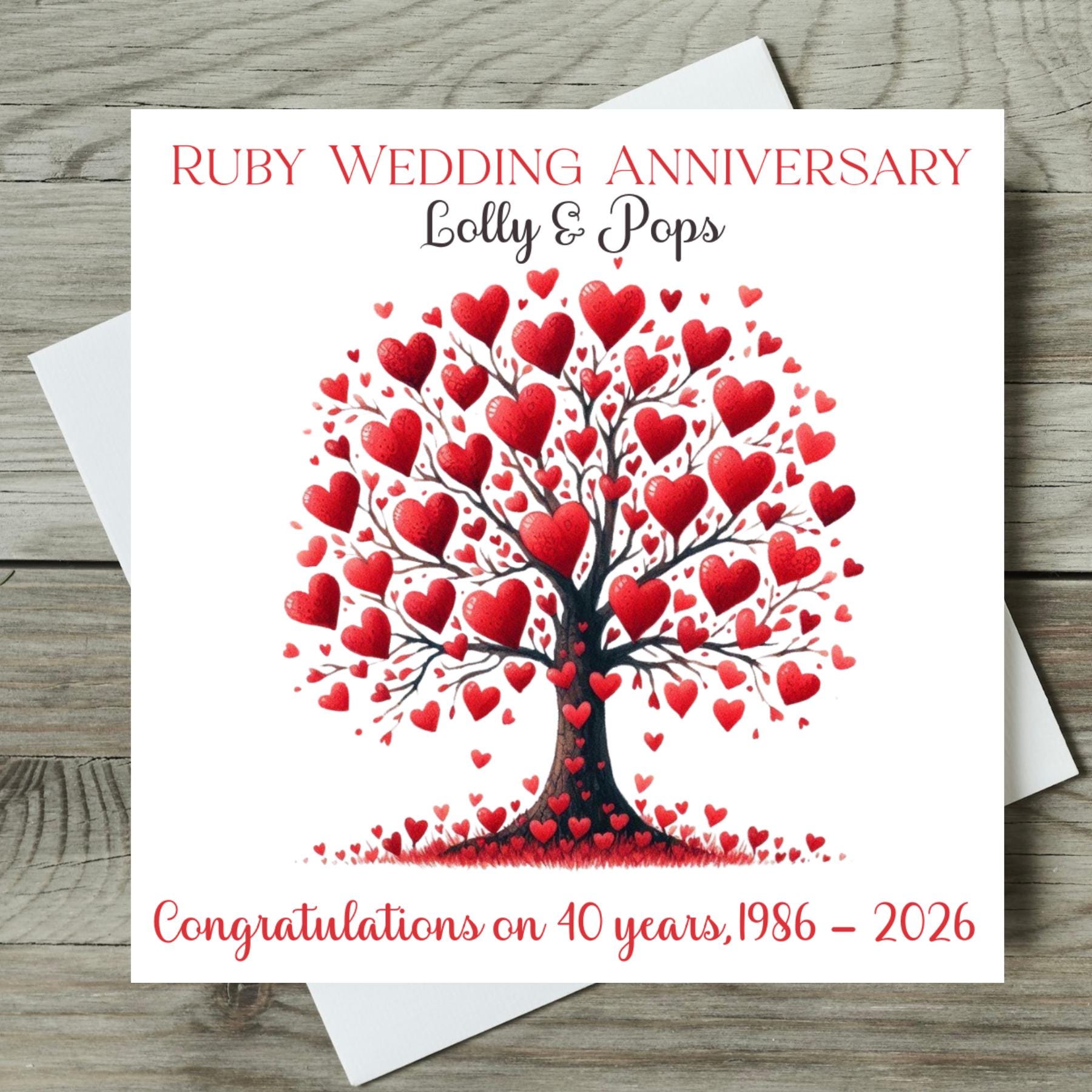 Ruby Anniversary Card Personalised 40th Wedding Anniversary Card - Etsy