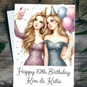 Twins Birthday Card Any Age Personalised Twin Girls Granddaughters Daughters Sisters