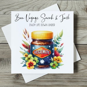 Personalised Moving To Australia Card, Bon Voyage, New Adventures, Emigrating