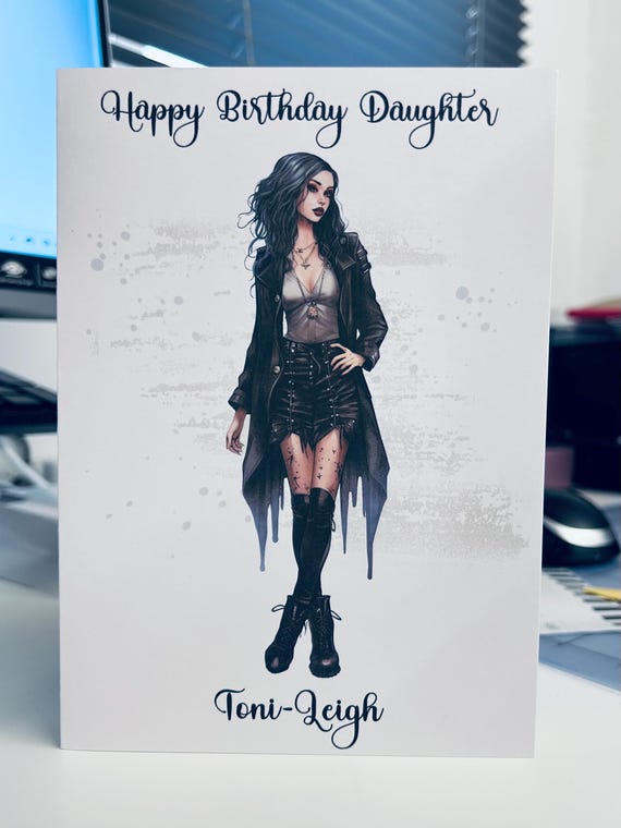 Gothic Anime Witches Greeting Card - Cute Gothic Girl Birthday Card 145mm X 145mm