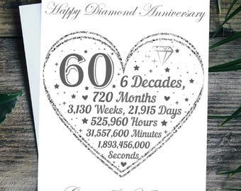 Diamond Anniversary Card Personalised 60th Wedding Anniversary