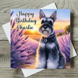 Birthday Card Schnauzer Dog, Personalised Greetings Card For Him or Her