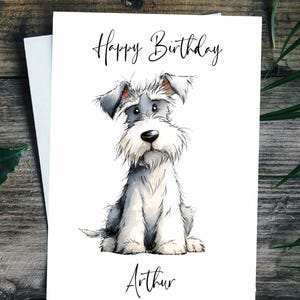 Miniature Schnauzer Birthday Card Personalised Dog Pet Card For Him Or Her Dog Mum, Dad or Friend