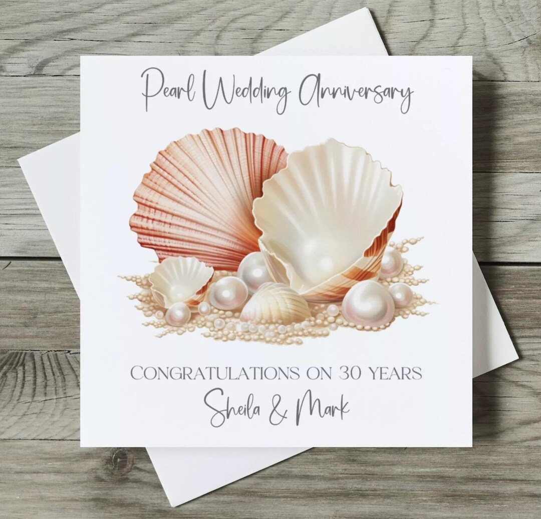 Pearl 30th Wedding Anniversary Card Personalised Any Names - Etsy