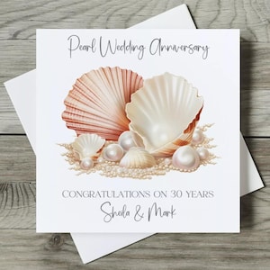 Pearl 30th Wedding Anniversary Card Personalised Any Names