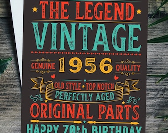 Personalised 70 Birthday Card For Him Vintage Male 1956 Any Name 70 Years Old