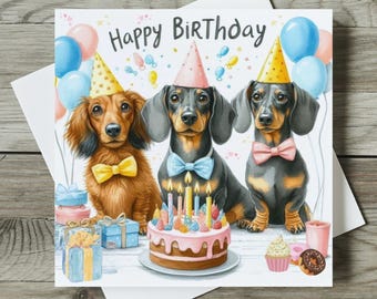 Dachshund Birthday Card Personalised Sausage Dog Card Dog Mum / Friend Any Name