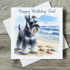 Birthday Card Schnauzer Dog, Personalised Greetings Card For Him or Her