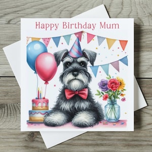 Birthday Card Schnauzer Dog, Personalised Greetings Card For Her