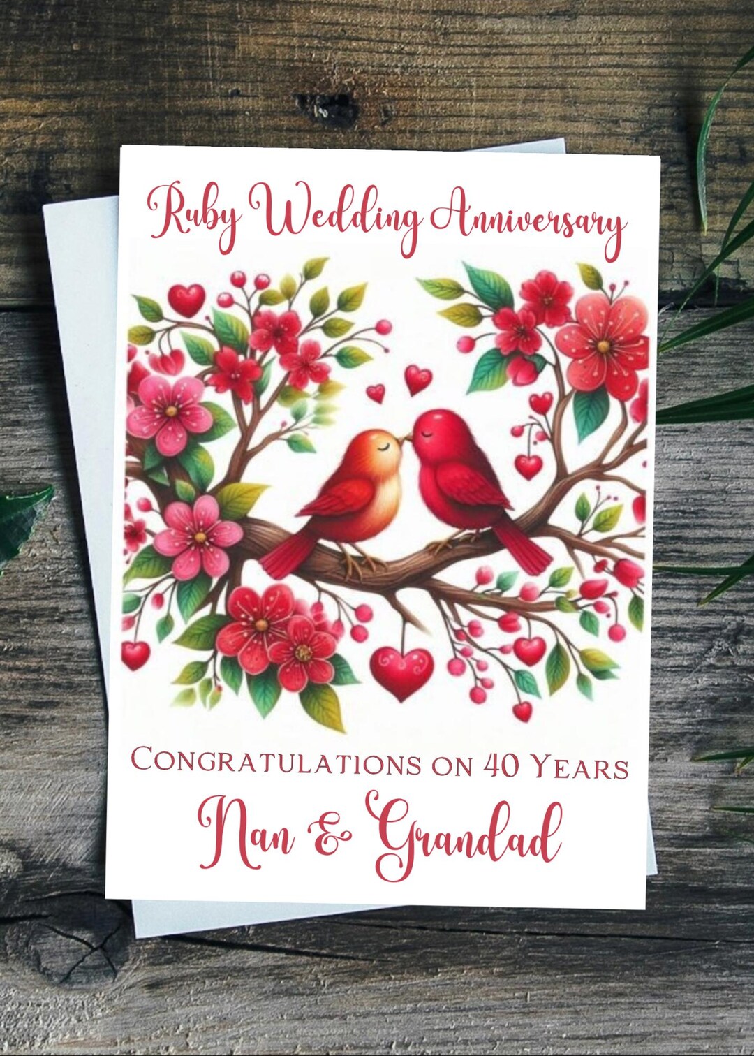 Personalised Ruby 40th Wedding Anniversary Card - Etsy