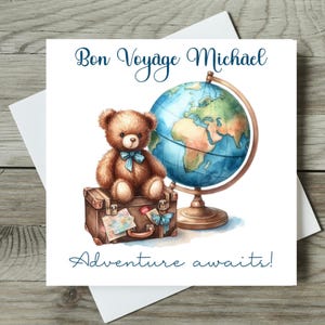 Bon Voyage Card Personalised New Adventures, Emigrating, Travelling, Moving Abroad Card