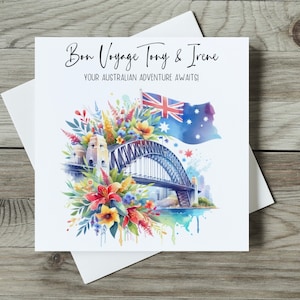 Personalised Moving To Australia Card, Bon Voyage, New Adventures, Emigrating