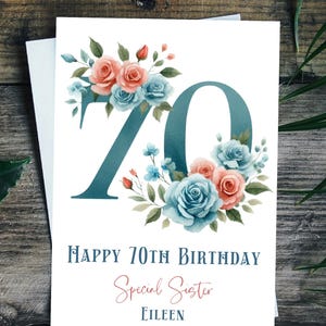 70th Birthday Card Personalised for mum, aunt, nanna, grandmother, friend